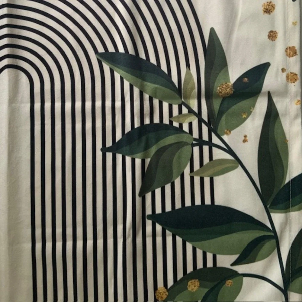 Modern Boho Botanical Cafe Curtains Set 2 Geometric Arch Green Blush 38x27